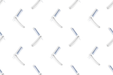 Straight razor seamless pattern. Background on the theme of a hairdressing salon.