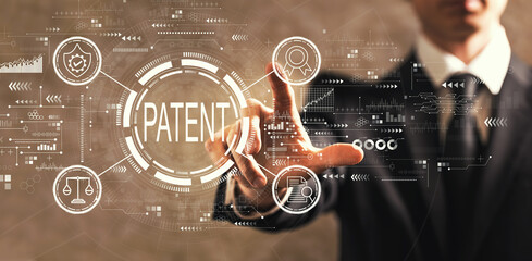 Patent concept with businessman