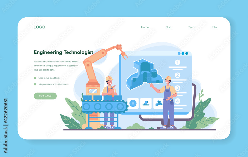 Aufkleber engineering web banner or landing page. technology and science.