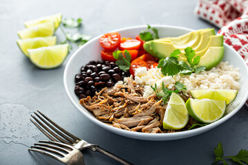 Pork carnitas bowl or burrito bowl