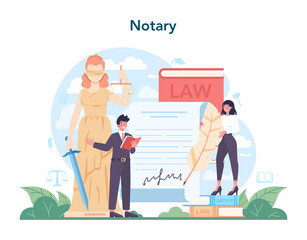 Notary service concept. Professional lawyer signing and legalizing paper
