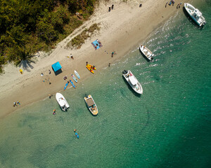Peanut Island drone photography of boats at the sandbar and Singer Island near West Palm Beach, Florida, Palm Beach County - Powered by Adobe