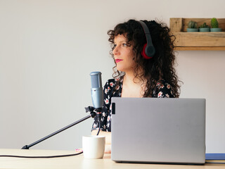 Female journalist on the radio