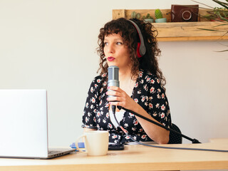 Female journalist on the radio