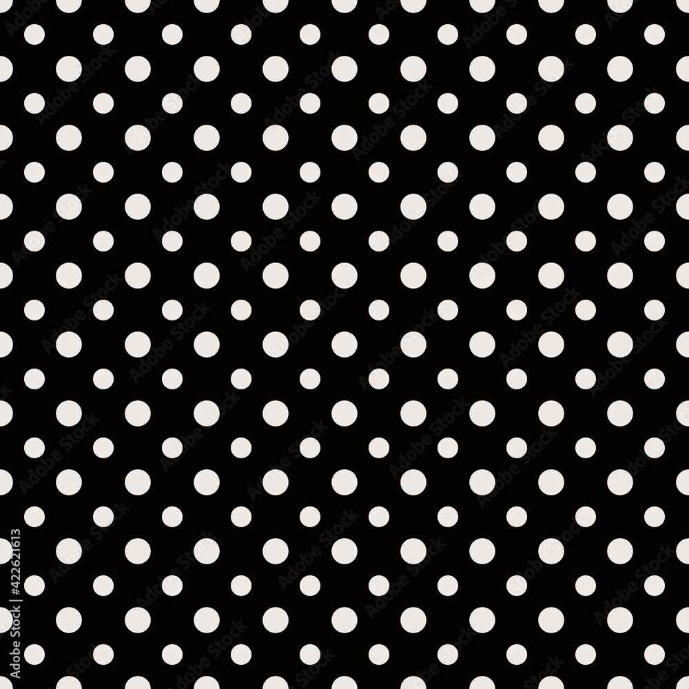 Poster Polka Dots Black Background. White Dots Pattern. Vector Polka Dots Pattern.