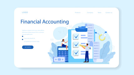 Bookkeeper web banner or landing page. Professional accountant
