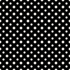 Polka Dots Black Background. White Dots Pattern. Vector Polka Dots Pattern.