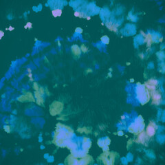 Naklejka na ściany i meble Tie Dye Spiral. Blue Batik Fabric. Tie-Dye Swirl Design. Abstract Watercolor Backdrop. Color Water Round. Circular Dyed Background. Hippie Art Psychedelic Dress. Green Tie Dye Spiral.