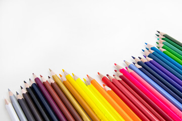 Fototapeta premium Colorful pencils on white background.