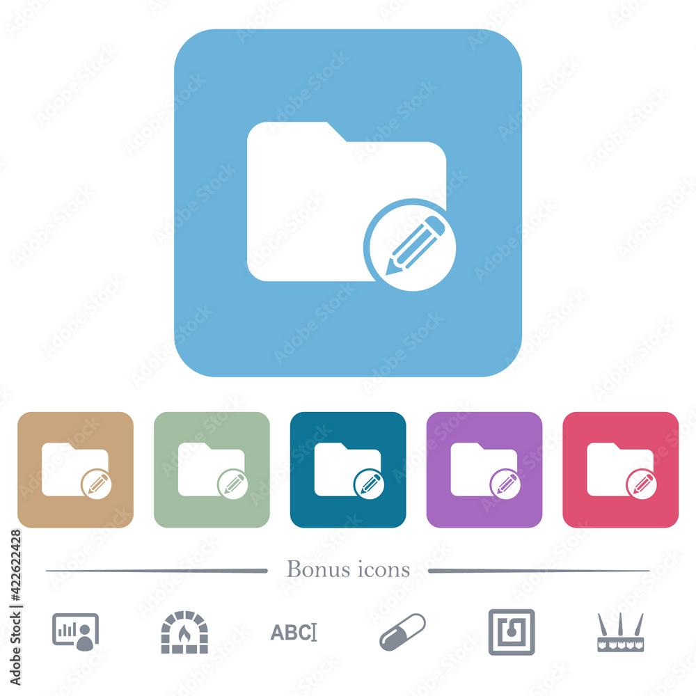 Poster edit directory flat icons on color rounded square backgrounds