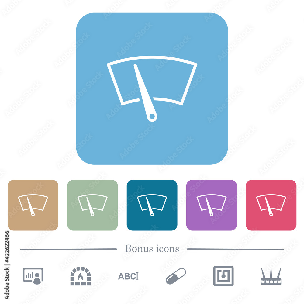 Poster windshield wiper flat icons on color rounded square backgrounds