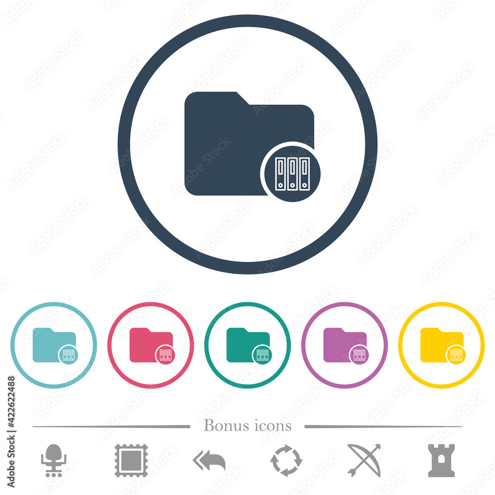 Poster archive directory flat color icons in round outlines