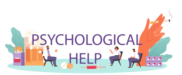 Psychological help typographic header. Professional narcologist medical