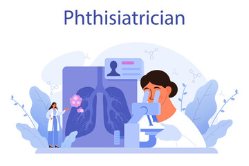 Phthisiatrician. Human pulmonary system. Idea of health and medical