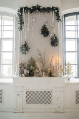 Decoration of the fireplace in the New Year theme