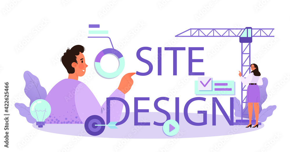 Poster web site design typographic header. presenting content