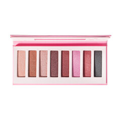 Makeup eyeshadow set with mirror on white isolated background