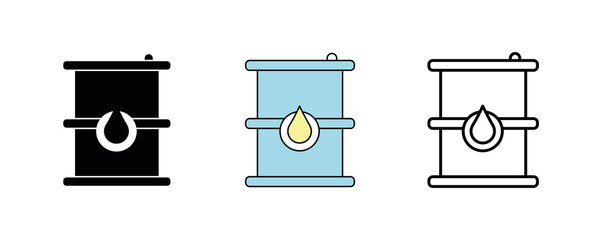 Oil barrel icon design. Oil barrel icon set in silhouette, colorful and linear. Barrel icon line vector illustration isolated on a clean background for your web mobile application logo design.