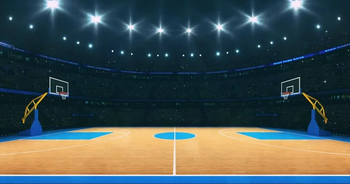 Basketball court at side view. Sport arena as 4k background animation in  endless loop. Stock Video | Adobe Stock