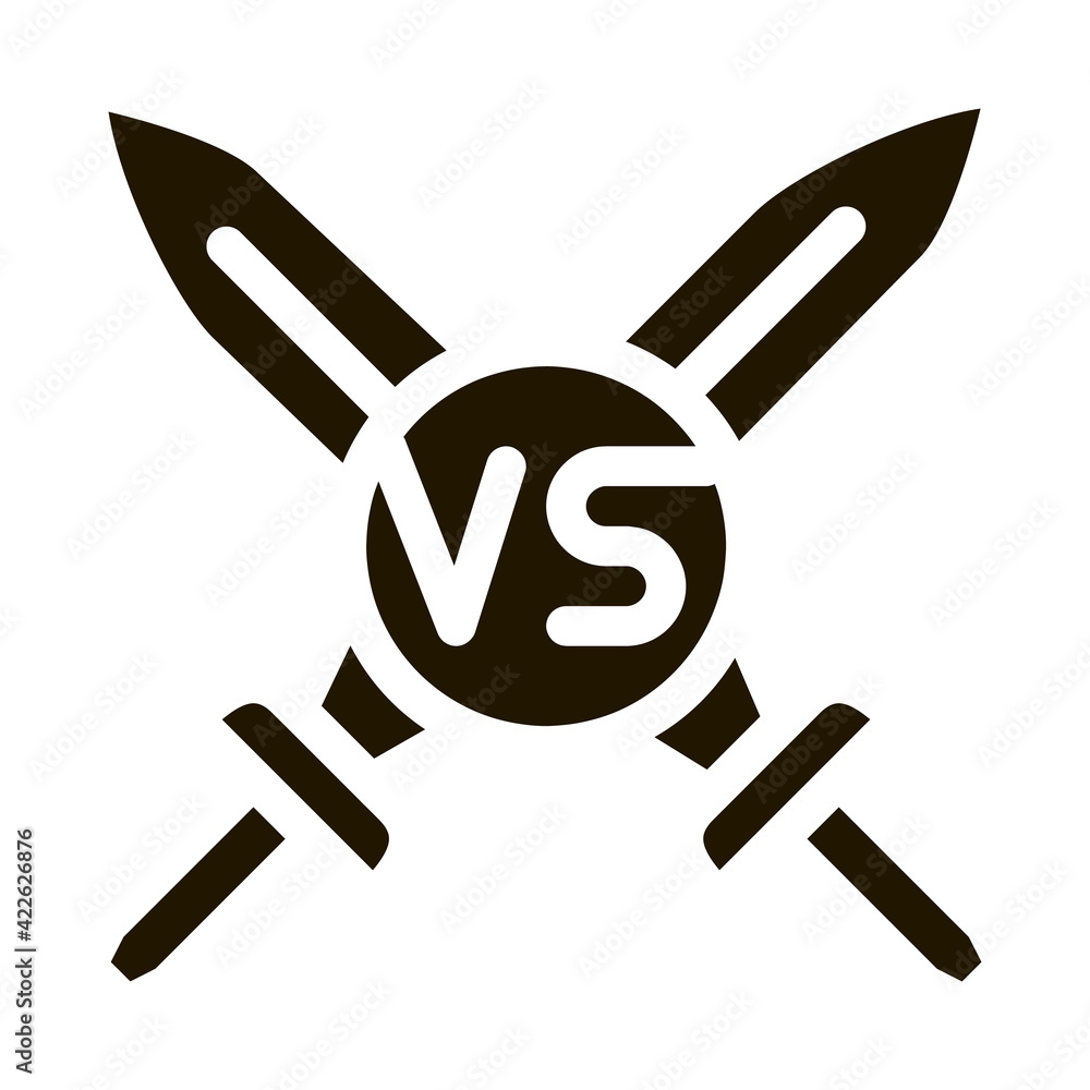 Poster sword battle icon vector glyph illustration