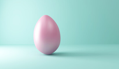 Pink Easter Egg on turquoise studio background