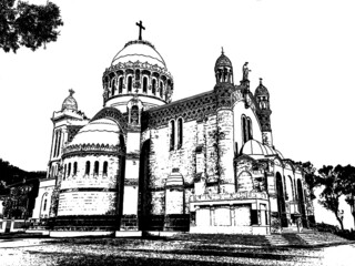 Cathedral of Notre dame d'Afrique, Algiers Algeria. The basilica was inaugurated in 1872, after fourteen years of construction.