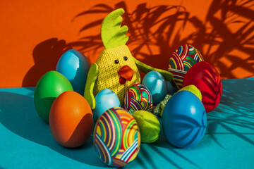 Fototapeta na wymiar Easter eggs. Background for advertising. The concept of holidays.