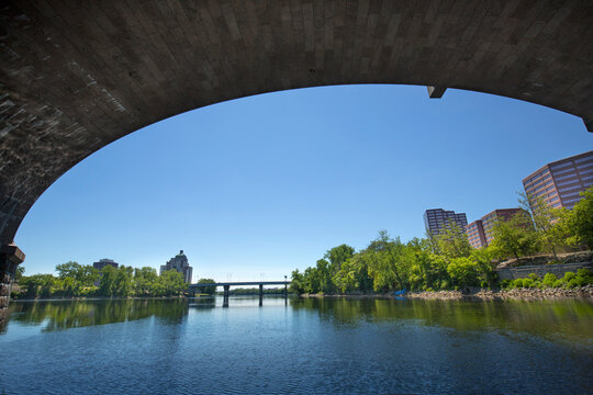 Arch Of Bulkeley Bridge In Hartford, Connecticut, In June.