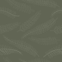 Seamless Pattern with a Contour Astragalus Leaves