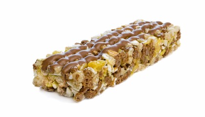 A Chocolate Muesli Granola Bar on a white isolated on a background