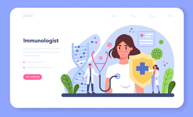 Professional immunologist web banner or landing page. Idea of healthcare