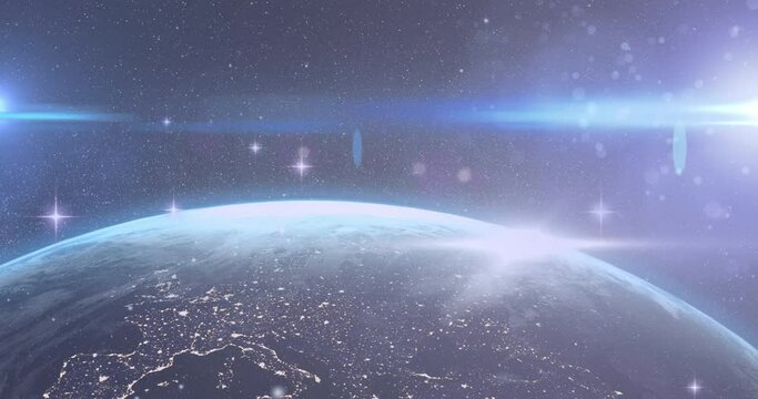 Animation of glowing spots of light over earth seen from space
