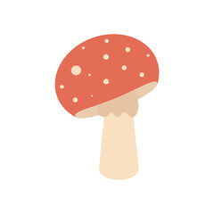 Red toxic mushroom isolated on white background. Amanita muscaria vector illustration.