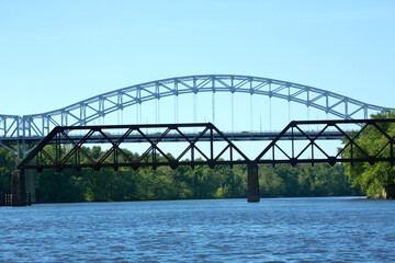 Arrigoni Bridge and railroad bridge on the Connecticut River.