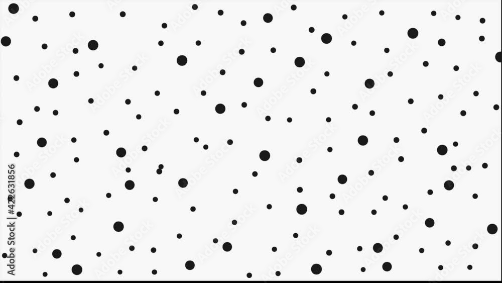 Aufkleber animation of black distorted dots moving on seamless loop on white background.