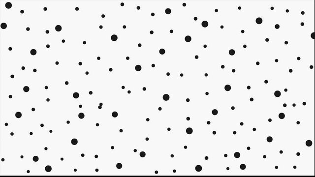 Animation of black distorted dots moving on seamless loop on white background.