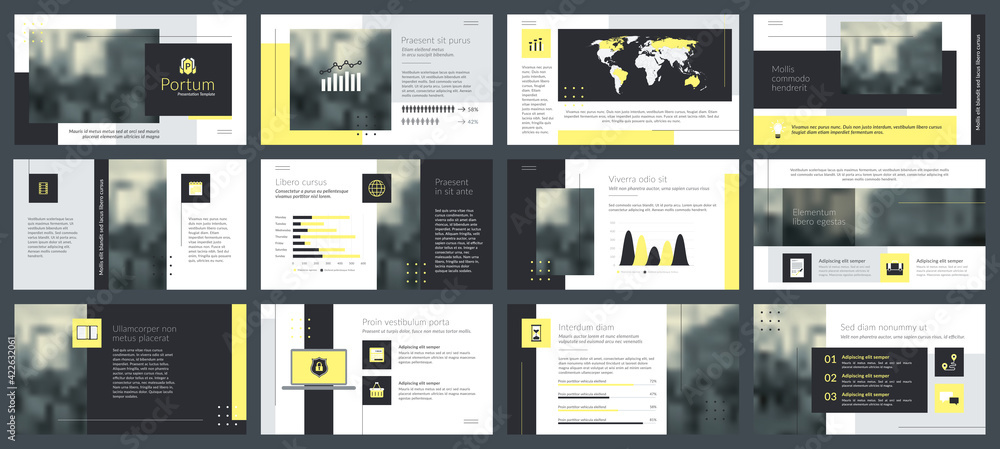 Poster powerpoint and keynote presentation slides design template. elements of infographics for presentatio