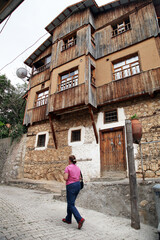 Fototapeta premium Traditional house at District of Kemaliye (Egin) in Erzincan, Turkey. Kemaliye is known for its historic architecture, including many Ottoman-era houses.