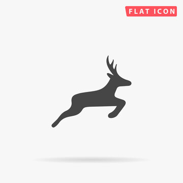 Deer flat vector icon. Hand drawn style design illustrations