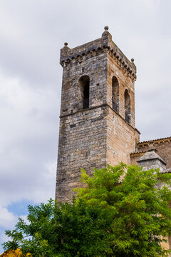 Brihuega church in Guadalajara Castilla-La Mancha Spain. Tower architecture detail of an historic building in this tourist ancient traditional spanish village