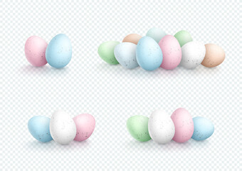 Easter Egg Pile Vector Elements Speckled 3d Isolated Sets
