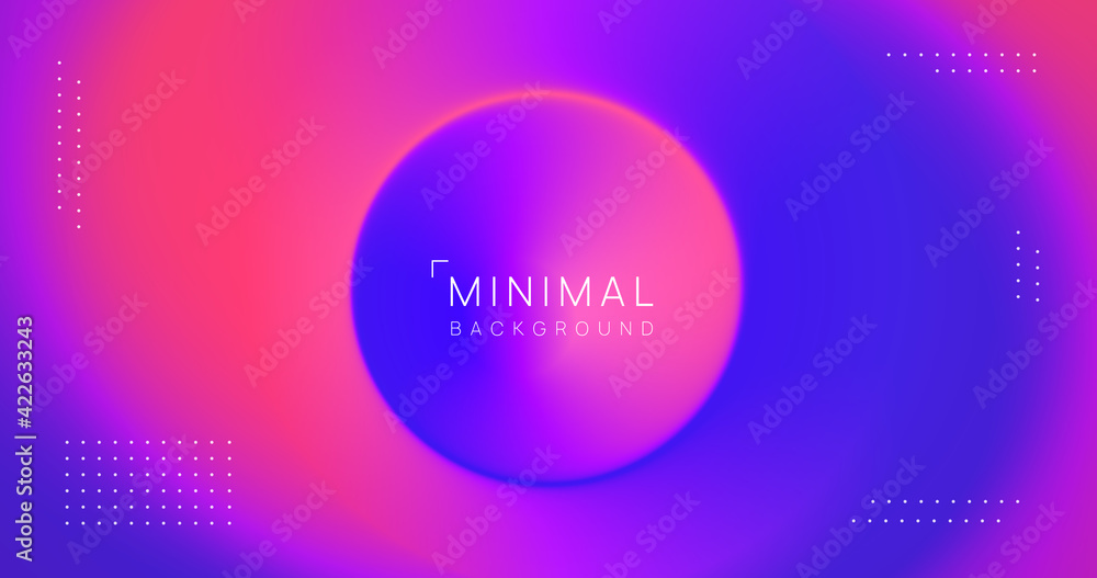 Poster Abstract minimal colorful background. Fluid modern backdrop. Cool radial gradient vector design.