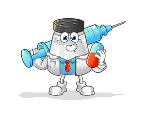 salt doctor holding medichine and injection