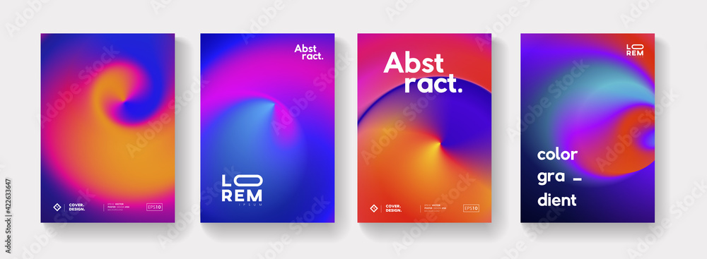 Poster set of abstract futuristic swirl gradient posters. modern colorful backgrounds collection. trendy mi