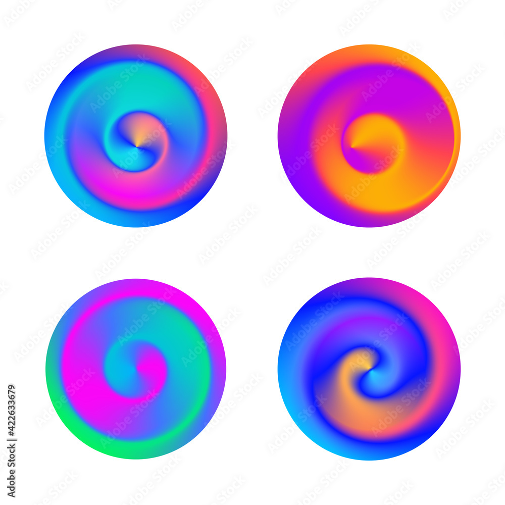 Poster set of abstract circle swirl gradient logo shapes. creative vibrant colorful elements. trendy modern
