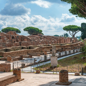 Ruins of the ancient antique Italian city of Antica Ostia