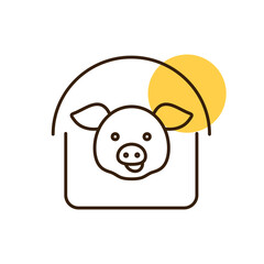 Pigsty vector flat icon. Farm animal sign