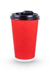Isolated on white background red paper coffee cup