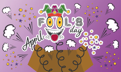 April fool day banner. Funny crazy joke box - Vector