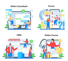 Professional consulting online service or platform set. Sales strategy
